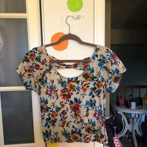 Floral Tee with Cut Out Back